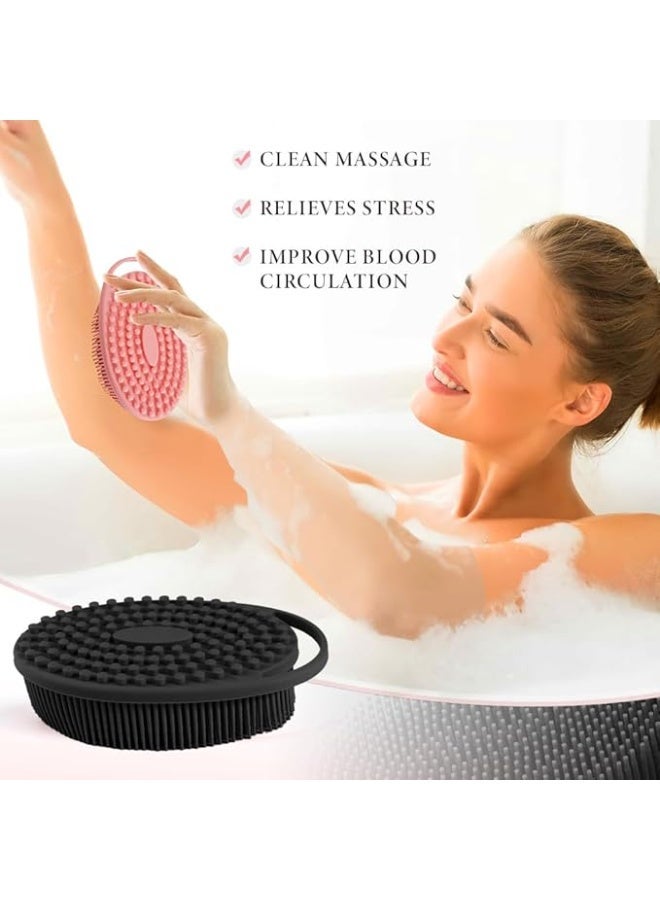 Silicone Body Scrubber, Loofah Exfoliating Body Scrubber, Silicone Loofah Shower Body Scrubber 2 Pack, 2 in 1 Body Exfoliator Scrubber with Handle Body Scrub Bath Scrubber Scalp Massager Shampoo Brush - Image 5