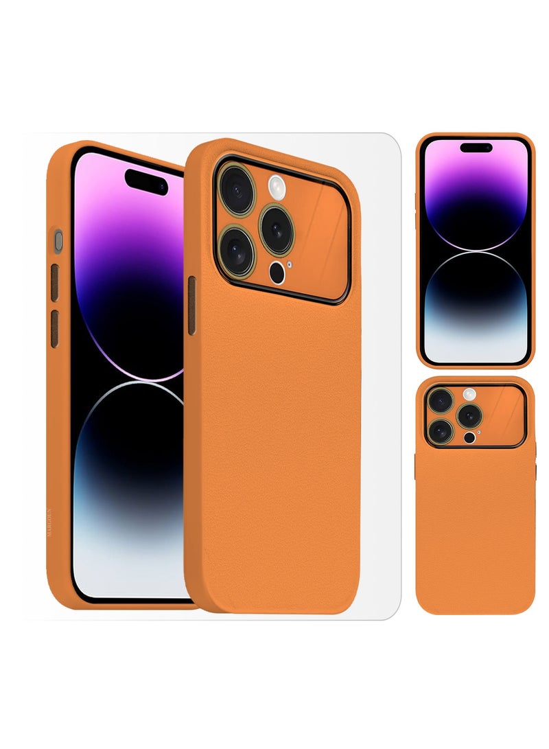 Hard Silicone Case Cover for Apple iPhone 14 Pro - Cover with Camera Protection Bumper - Auto Focus Design - Orange - Image 1