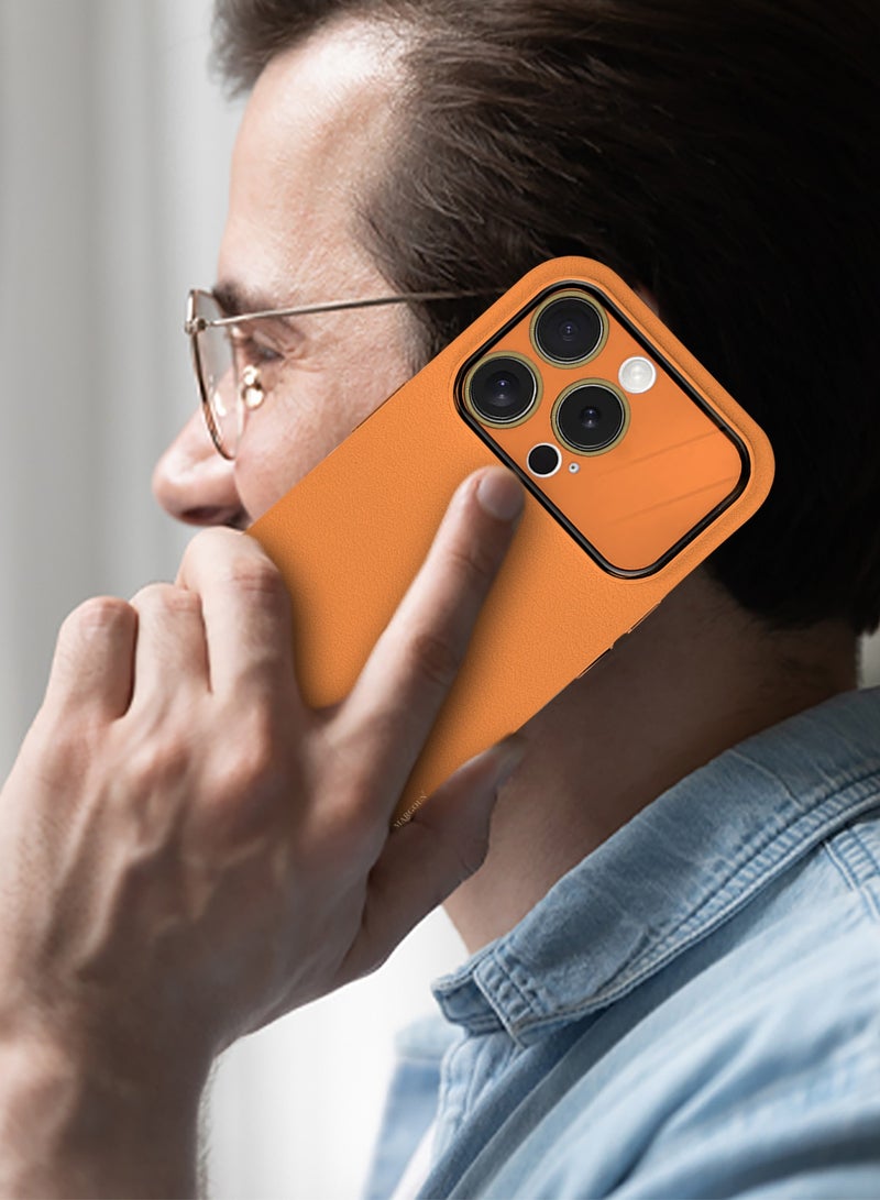 Hard Silicone Case Cover for Apple iPhone 14 Pro - Cover with Camera Protection Bumper - Auto Focus Design - Orange - Image 3