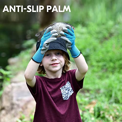 Vgo... 1-Pair Age 3-5 Kids Gardening Gloves, Children Yard Work Gloves, Soft Safety Rubber Gloves (XXXS, Blue, KID-RB6013) - Image 4