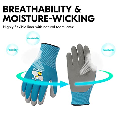 Vgo... 1-Pair Age 3-5 Kids Gardening Gloves, Children Yard Work Gloves, Soft Safety Rubber Gloves (XXXS, Blue, KID-RB6013) - Image 5