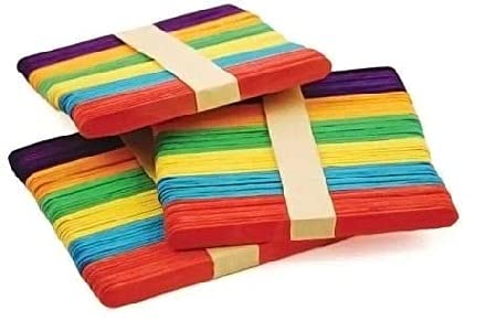 D S R Eclet 200 Sticks(100 Colored and 100 Plain) Sticks Natural Wooden ice Cream Sticks for School Projects - Image 3