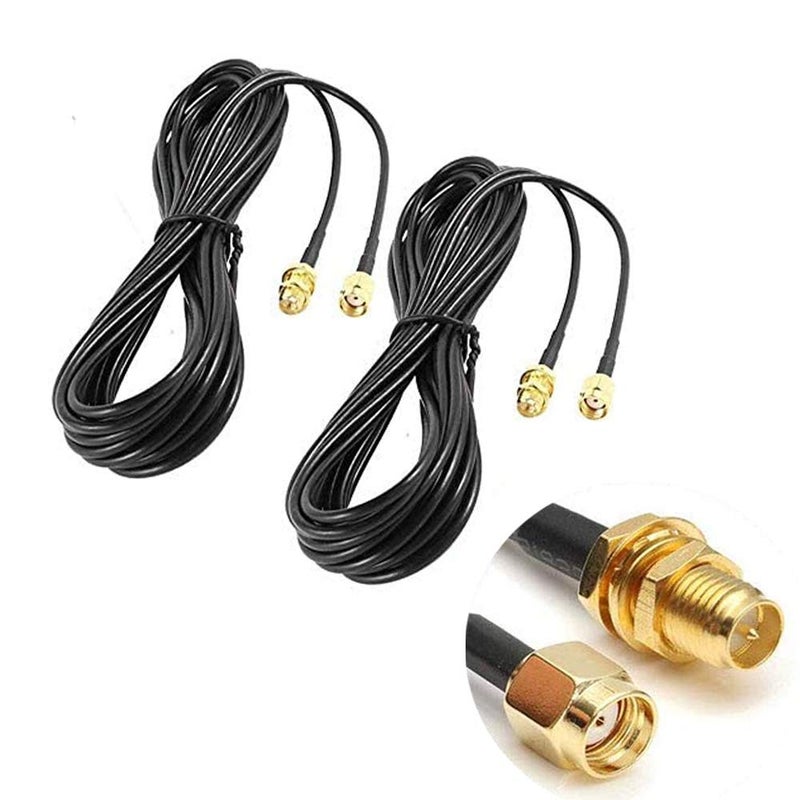 CORONIR 2Pack 33ft WiFi Antenna Extension Cable RP-SMA Male to Female Connector for Wireless LAN Router Bridge Wireless Network Card Security IP Camera - Image 1