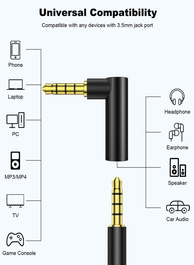 AreMe 90 Degree Right Angle 3.5mm Stereo Jack Adapter, TRRS Female to Female Coupler (Black) - Image 5