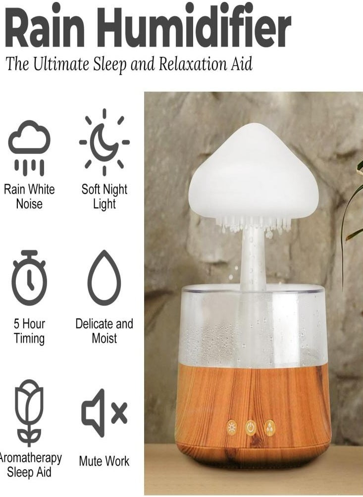 Oasisgalore - Oasisgalore Rain Cloud Humidifier Mushroom Essential Oil Diffuser with 7 Colors Light Aroma Diffuser for Office Home - Image 1