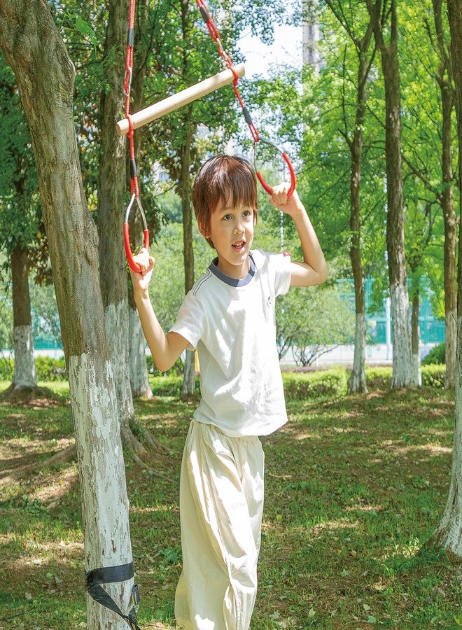 nets Tribe Trapeze Swing Bar with Gymnastic Rings Warrior Accessories for Obstacle Course Monkey Bars for Indoor Outdoor Garden，Backyard, Playground, Playroom - Image 3