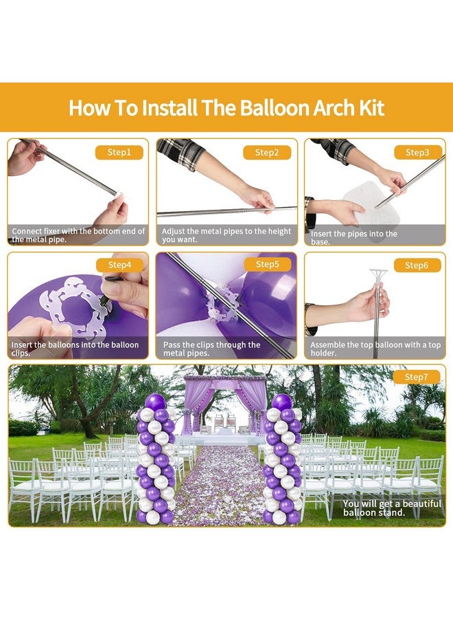 RUBFAC Balloon Column Stand Kit, Set of 2, 6.6ft Height Adjustable Column Kit, Metal Telescopic Pillar Balloon Stand, Birthday Party, Graduation, Wedding Christmas Decorations, White and Silver - Image 5