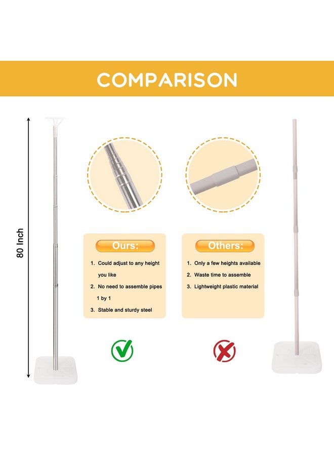 RUBFAC Balloon Column Stand Kit, Set of 2, 6.6ft Height Adjustable Column Kit, Metal Telescopic Pillar Balloon Stand, Birthday Party, Graduation, Wedding Christmas Decorations, White and Silver - Image 3