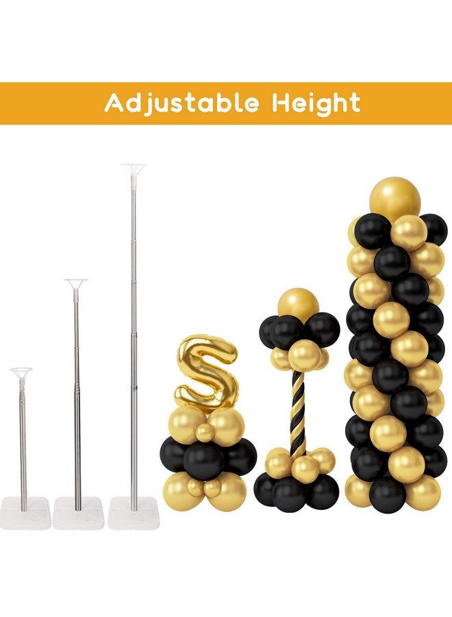 RUBFAC Balloon Column Stand Kit, Set of 2, 6.6ft Height Adjustable Column Kit, Metal Telescopic Pillar Balloon Stand, Birthday Party, Graduation, Wedding Christmas Decorations, White and Silver - Image 4