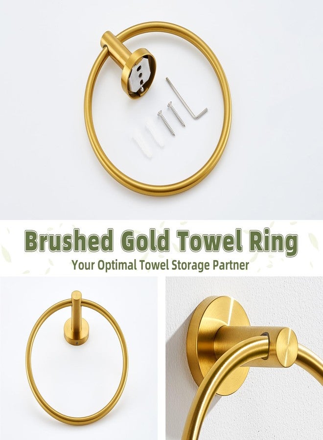 APLusee Towel Ring for Bathroom Wall, Brushed Gold Hand Towel Ring Holder, Heavy Duty SUS 304 Stainless Steel Modern Bathroom Accessories - Image 5