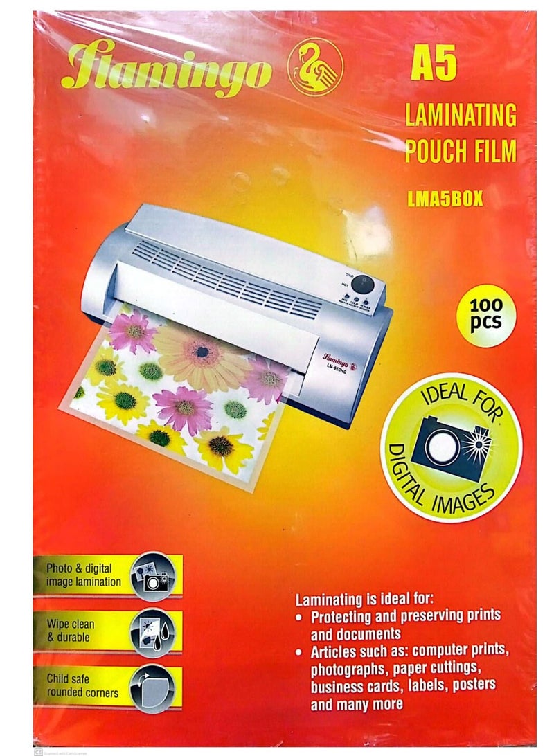 Flamingo Laminating Pouch film A5 100 Sheets - Image 1