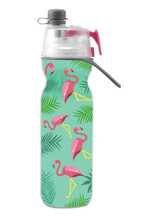 O2COOL Mist N Sip Misting Water Bottle 2-In-1 Mist And Sip Function With No Leak Pull Top Spout Flamingo  - Image 1