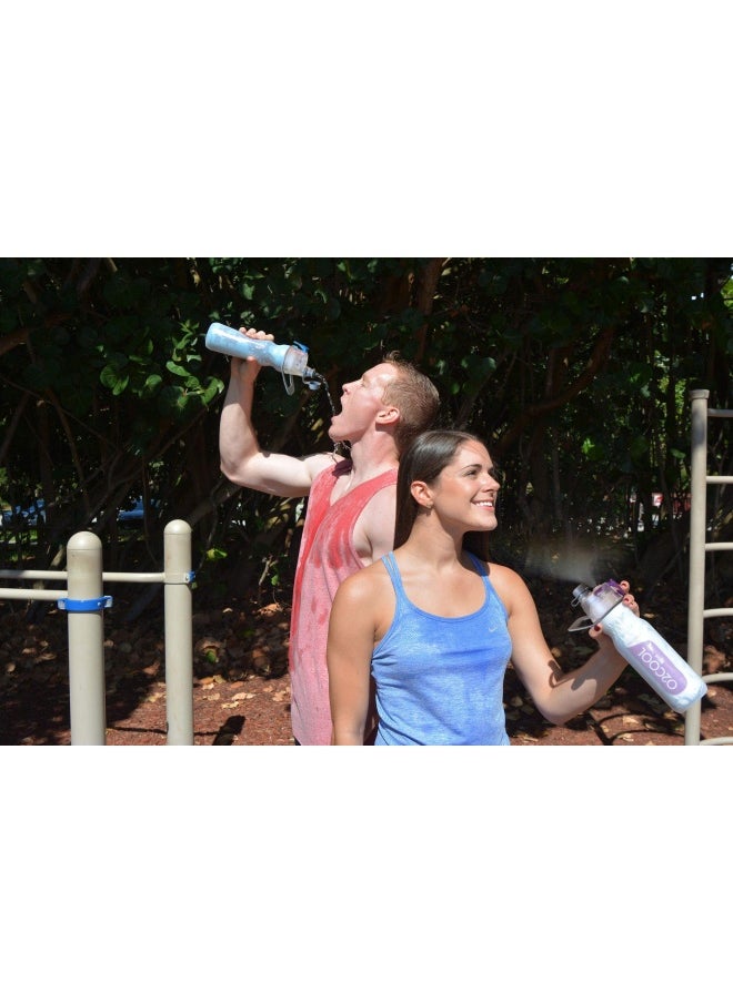 O2COOL Mist N Sip Misting Water Bottle 2-In-1 Mist And Sip Function With No Leak Pull Top Spout Flamingo  - Image 5