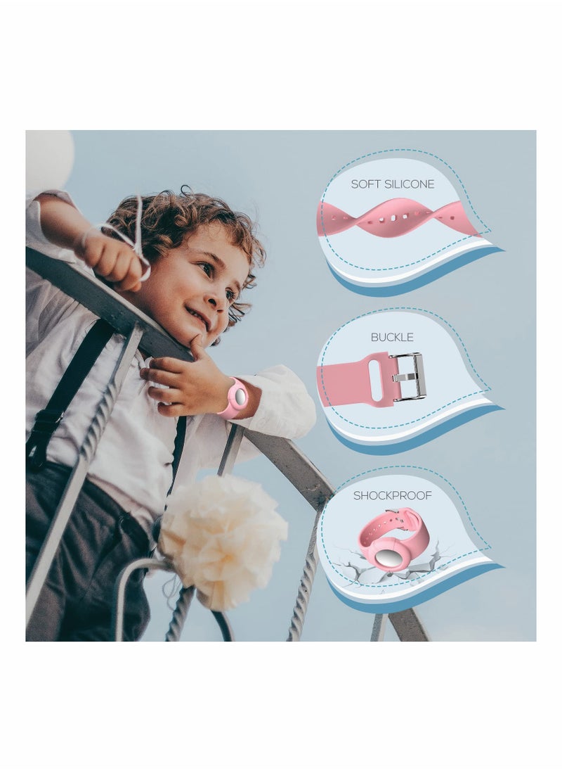 SYOSI - 2 Pcs Airtag Wristbands for Kids Soft Silicone Bracelet Lightweight Waterproof Band Compatible with Apple Airtag Watch Band for Children and Toddler - Image 1