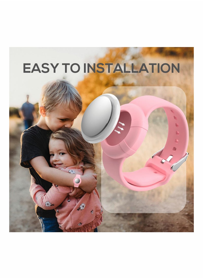 SYOSI - 2 Pcs Airtag Wristbands for Kids Soft Silicone Bracelet Lightweight Waterproof Band Compatible with Apple Airtag Watch Band for Children and Toddler - Image 1