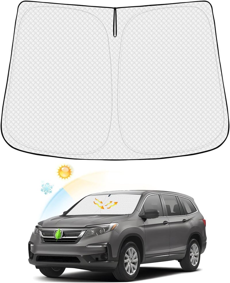 Canvcle Compatible with Car Windshield Sun Shade Honda Pilot 2016-2022 Sun Visor UV Rays and Sun Heat Protection Keep Vehicle Cool with Storage Pouch Individual group scene compatible - Image 1