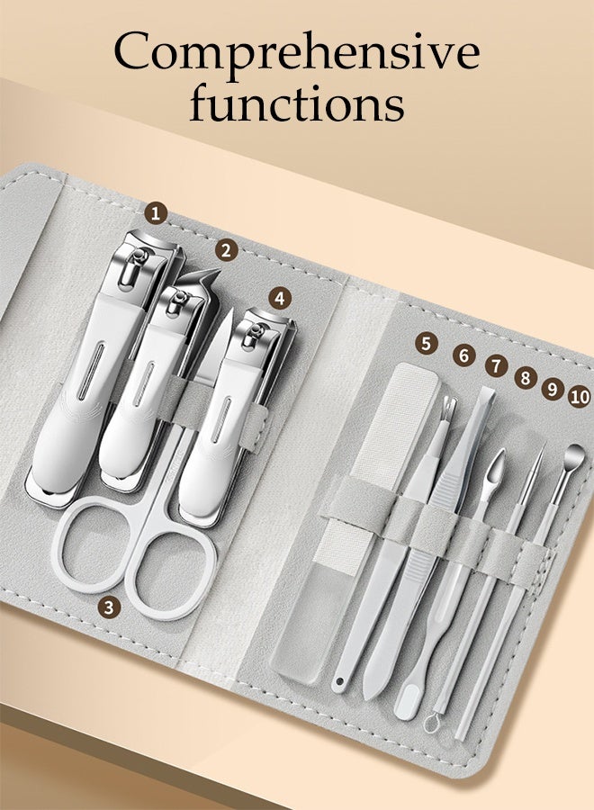DUNISO 10 in 1 Professional Nail Clipper Set Stainless Steel Pedicure Kit Nail Care Kit with Portable Storage Bag Nail Care Tools Grooming Manicure Kit for Home Workplace Outdoor Travel - Image 2