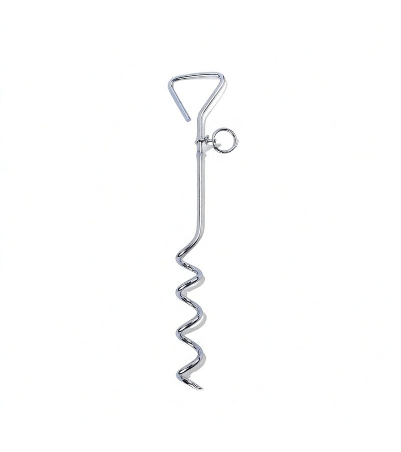 Silvery Heavy Duty Spiral Dog Stake 360 Swivel Ground Anchor for Lawn - Image 5