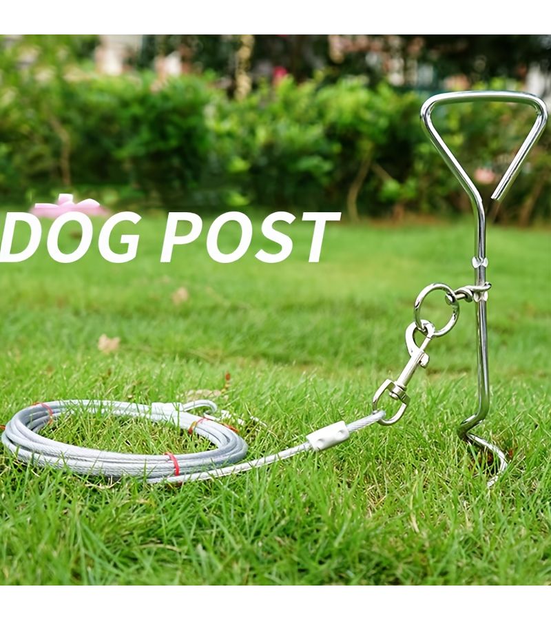 Silvery Heavy Duty Spiral Dog Stake 360 Swivel Ground Anchor for Lawn - Image 1
