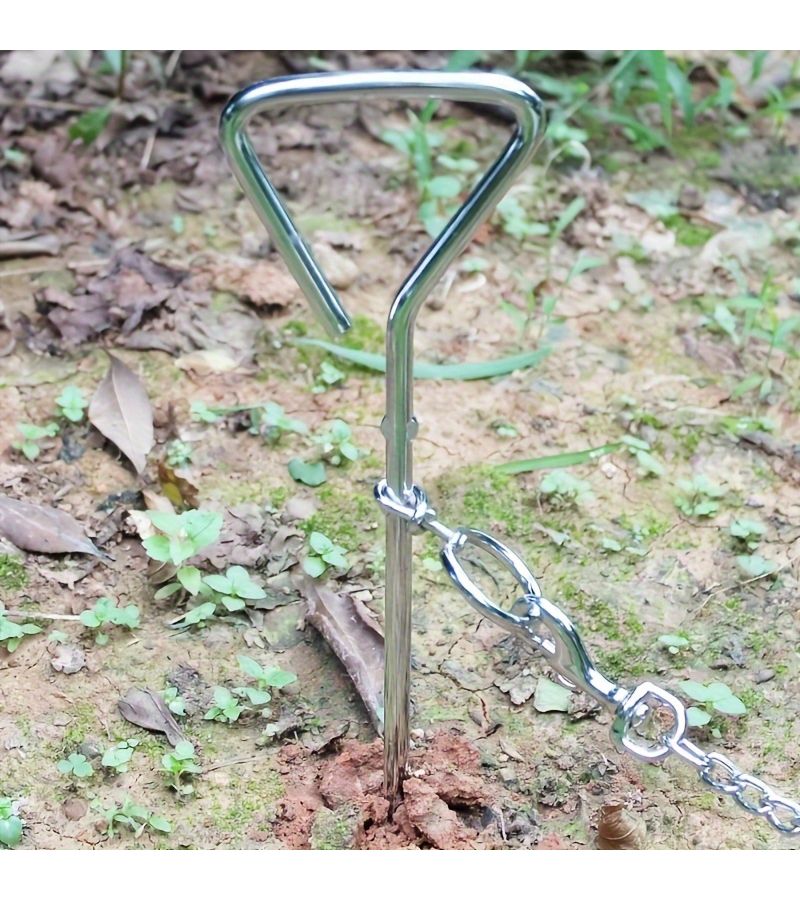 Silvery Heavy Duty Spiral Dog Stake 360 Swivel Ground Anchor for Lawn - Image 4