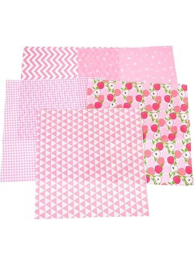 Printed Cotton Quilt Fabric Squares 25X25Cm 5Pcs DIY Patchwork Sewing Pink - Image 1