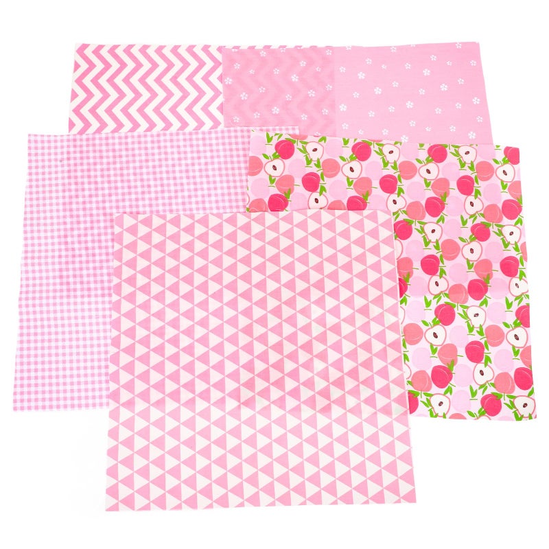 Printed Cotton Quilt Fabric Squares 25X25Cm 5Pcs DIY Patchwork Sewing Pink - Image 2