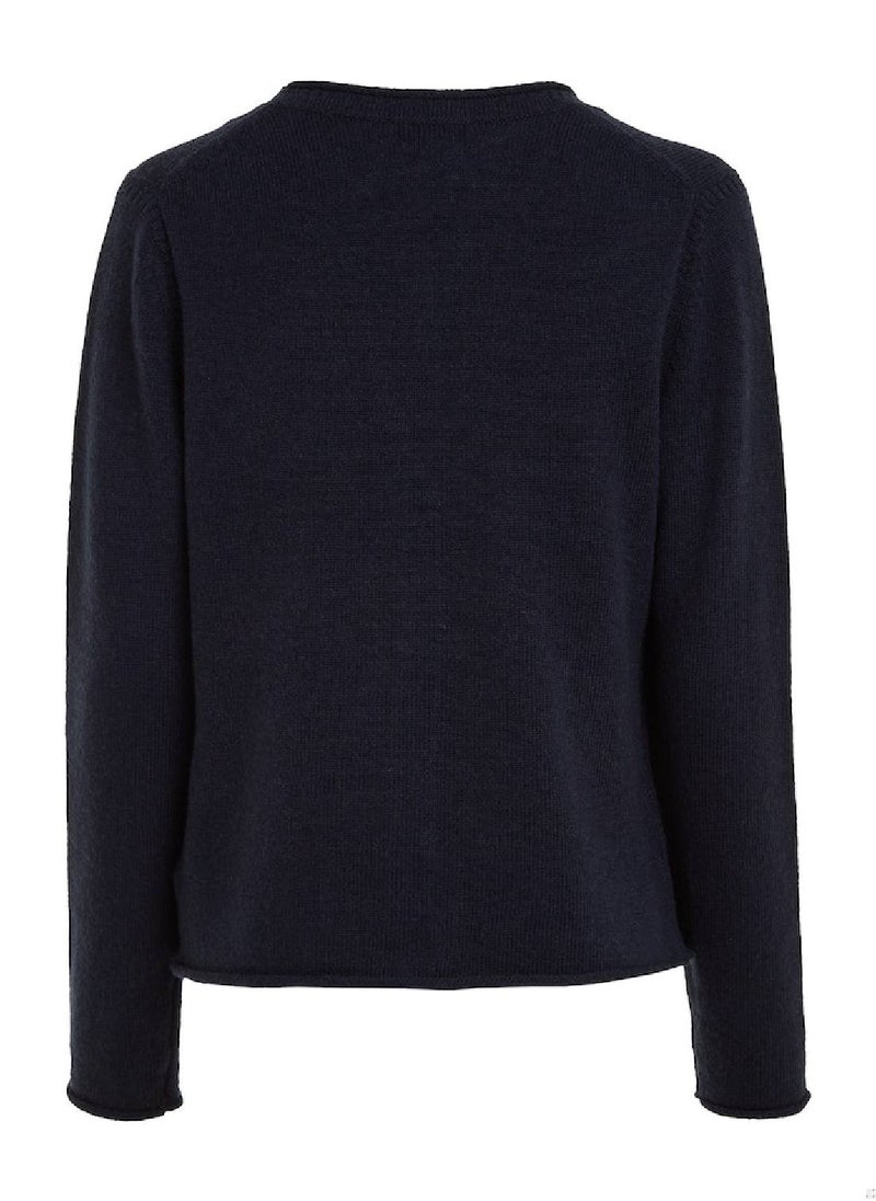 TOMMY HILFIGER - Women's Wool V-Neck Cardigan Sweater, Navy - Image 1