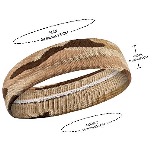 Suddora Camo Headband/Wrist Band Set - Camouflage Sweatbands for Basketball, Tennis, Working Out, Gym (Tan) - Image 2