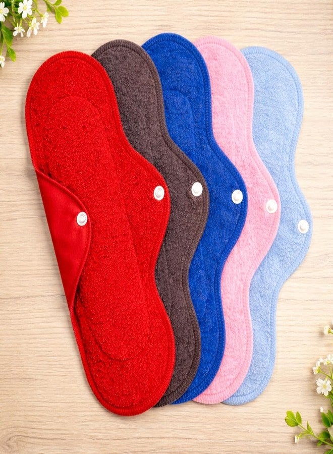 RB POINT Reusable Cloth Period Pads Washable Napkin for Heavy Flow Leak-proof Overnight Protects, Large Sanitary Pads Set with Wings (PACK OF 5) - Image 1