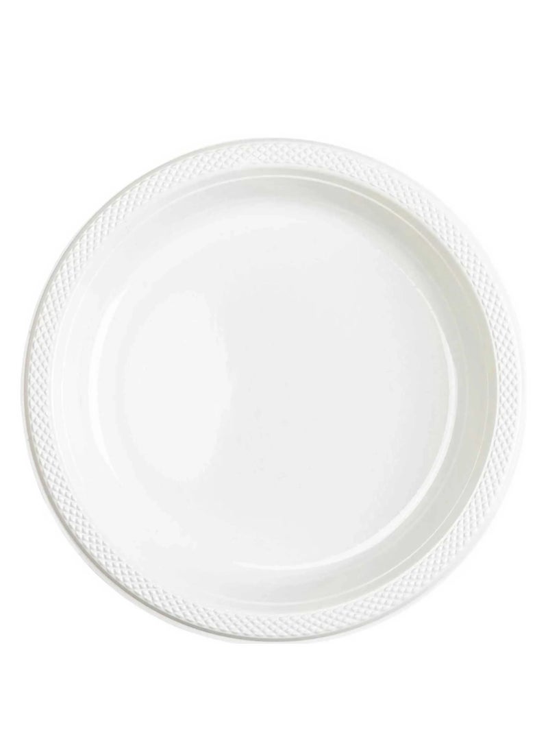 Amscan Arrange Your Table with Unbreakable 9-Inch Plastic Plates! Pack of 20 - WHITE