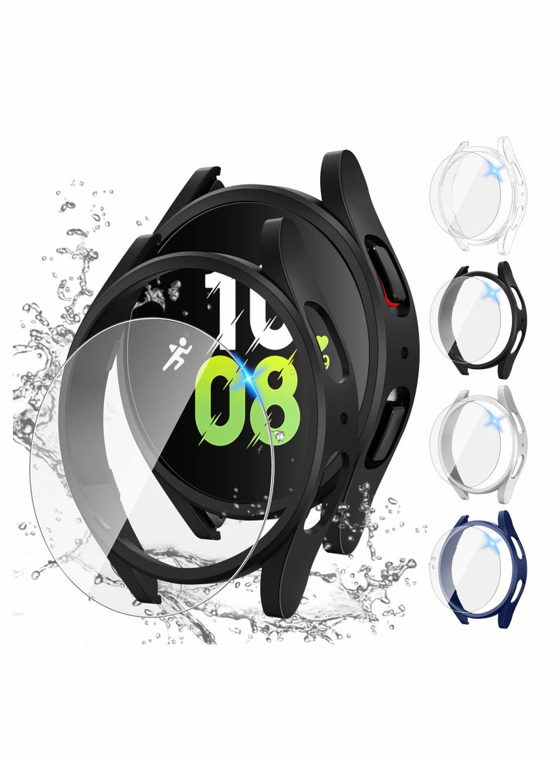 KASTWAVE for Samsung Galaxy Watch 5 4 Screen Protector and Case 44mm Anti Fog Tempered Glass Protective Film Hard PC Bumper Face Cover Set - Image 1