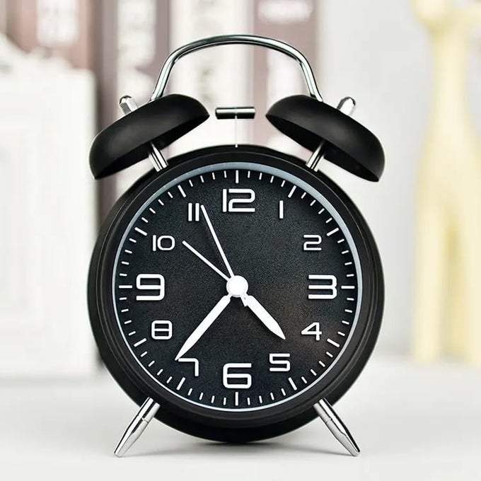VINTAGE TWIN BELL ANALOG DISPLAY TABLE ALARM CLOCK WITH NIGHT LED LIGHT HEAVY SLIPPERS EXTRA LOUD ALARM CLOCK IDEAL FOR STUDENT AND KIDS BEDROOM