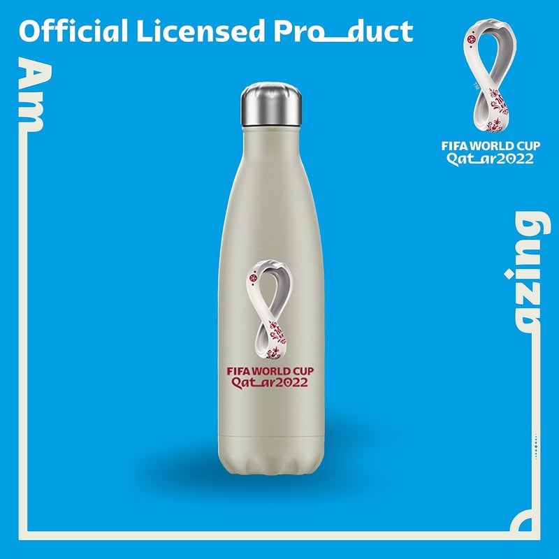 FIFA World Cup Qatar 2022 Stainless steel Vacuum Double Wall Bottle 500ml- Cream, RT5011024