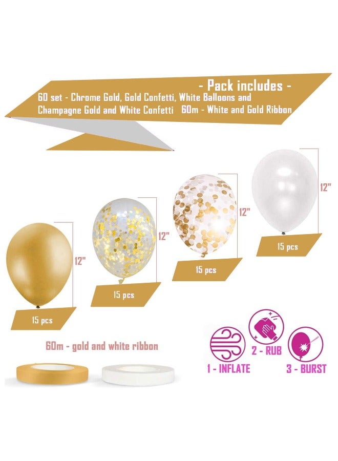 60 PCS Balloons Suitable for Party Decorations Gold  - Image 2
