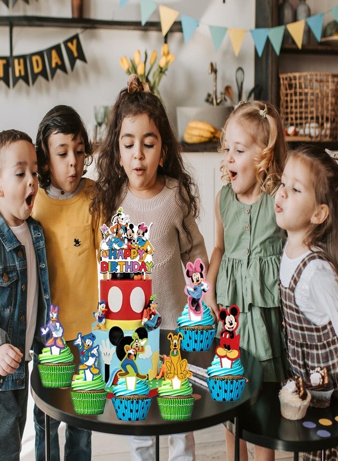 OMTO 42PACK Mickey Birthday Party Supplies Pack Includes，Banner，Cake Topper，Blackdrop,Balloons for Mickey party supplies - Image 4