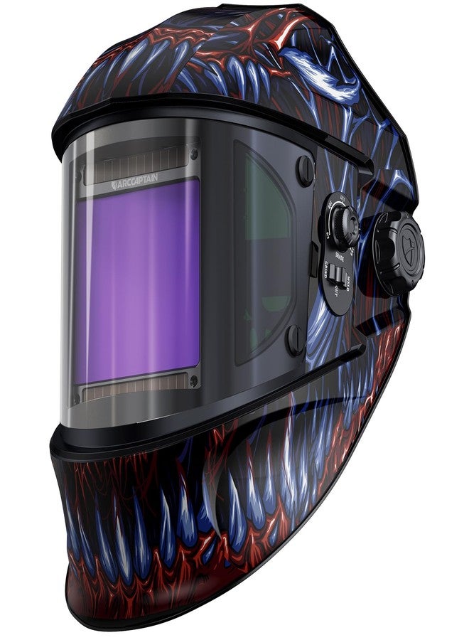 ARCCAPTAIN Auto Darkening Welding Helmet with Side View, 180° Panoramic View, 1/1/1/1 True Color Large Viewing Welding Hood with 4 Arc Sensor Solar Powered, Wide Shade 4/5-9/9-13 for TIG MIG ARC CUT - Image 1