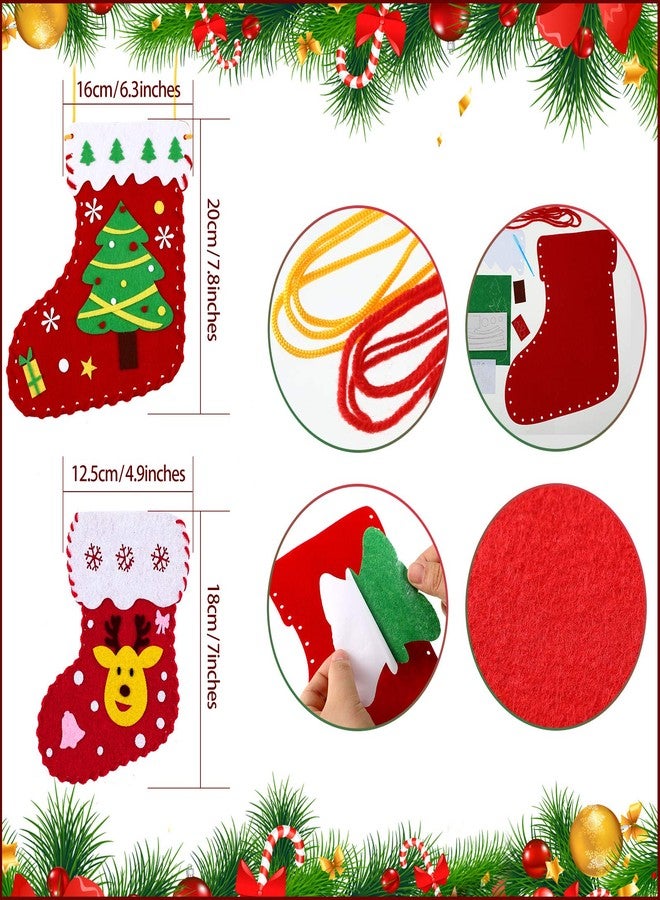 Skylety Christmas Felt Crafts for Kids DIY Felt Stockings with Ornaments Snowman Sewing Sock Kits Christmas Decoration for Xmas Party Handmade DIY Craft Supplies(8 Pieces) - Image 2