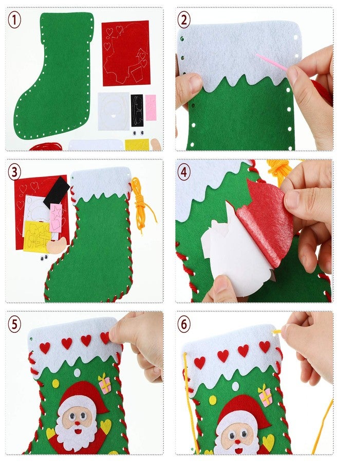 Skylety Christmas Felt Crafts for Kids DIY Felt Stockings with Ornaments Snowman Sewing Sock Kits Christmas Decoration for Xmas Party Handmade DIY Craft Supplies(8 Pieces) - Image 3