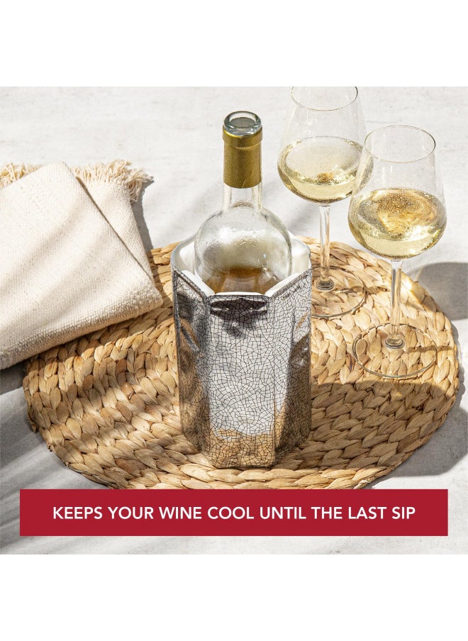 Vacu Vin Active Cooler Wine Chiller - Reusable, Flexible Wine Bottle Cooler - Silver - Wine Cooler Sleeve For Standard Size Bottles - Insulated Wine Bottle Chiller to Keep Wine Cold and Refreshing