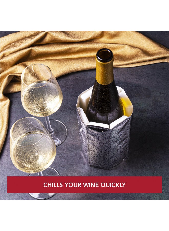 Vacu Vin Active Cooler Wine Chiller - Reusable, Flexible Wine Bottle Cooler - Silver - Wine Cooler Sleeve For Standard Size Bottles - Insulated Wine Bottle Chiller to Keep Wine Cold and Refreshing
