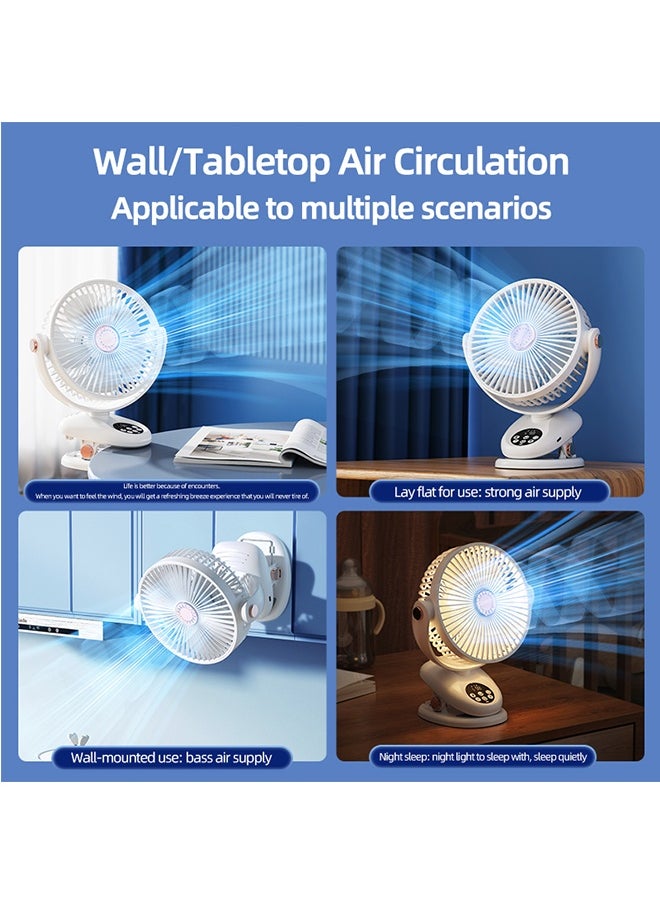 JCB CHIC Rechargeable Desktop Portable Air Circulator Fan, Mini Table Fan , 90°Oscillating Clip Fan , Portable Air Circulator Fan with Hook, Wall Fan with night light,5 Speeds(F2)  - Image 2