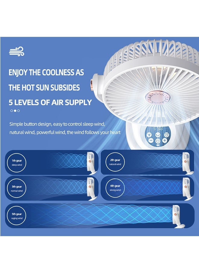 JCB CHIC Rechargeable Desktop Portable Air Circulator Fan, Mini Table Fan , 90°Oscillating Clip Fan , Portable Air Circulator Fan with Hook, Wall Fan with night light,5 Speeds(F2)  - Image 4