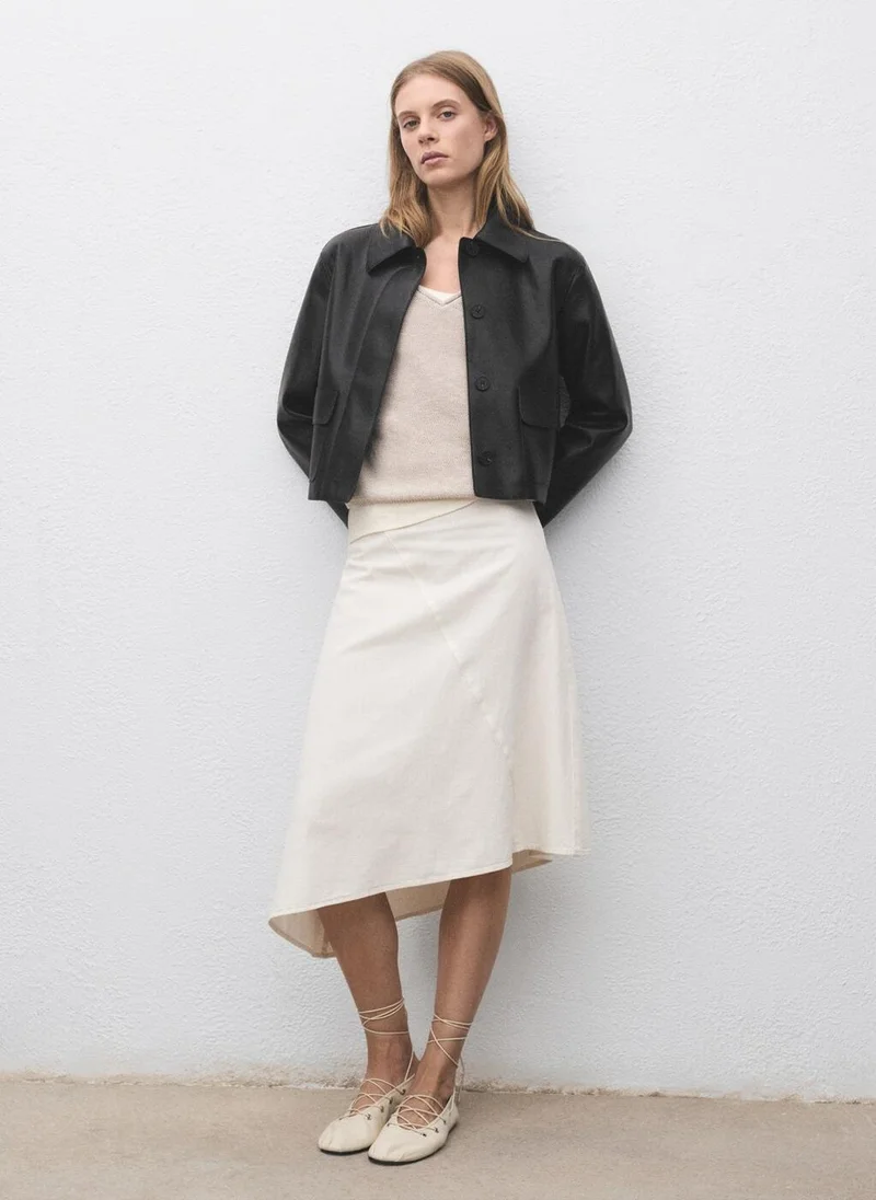 MANGO Leather-effect jacket with pockets