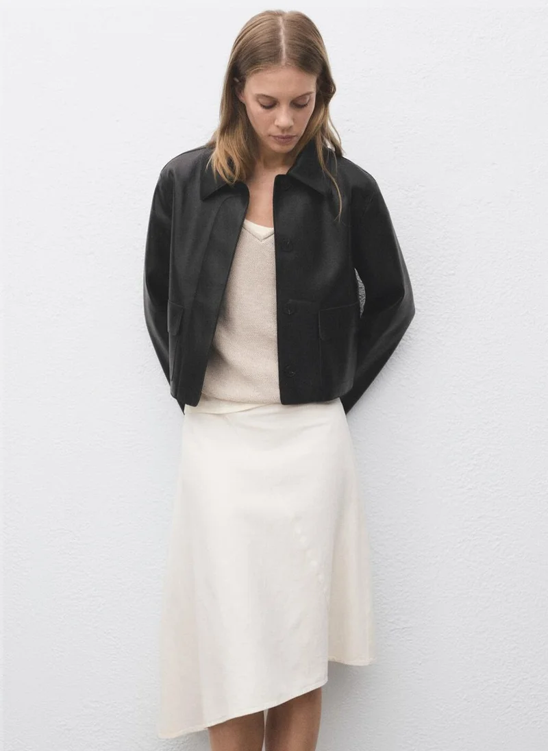 MANGO Leather-effect jacket with pockets