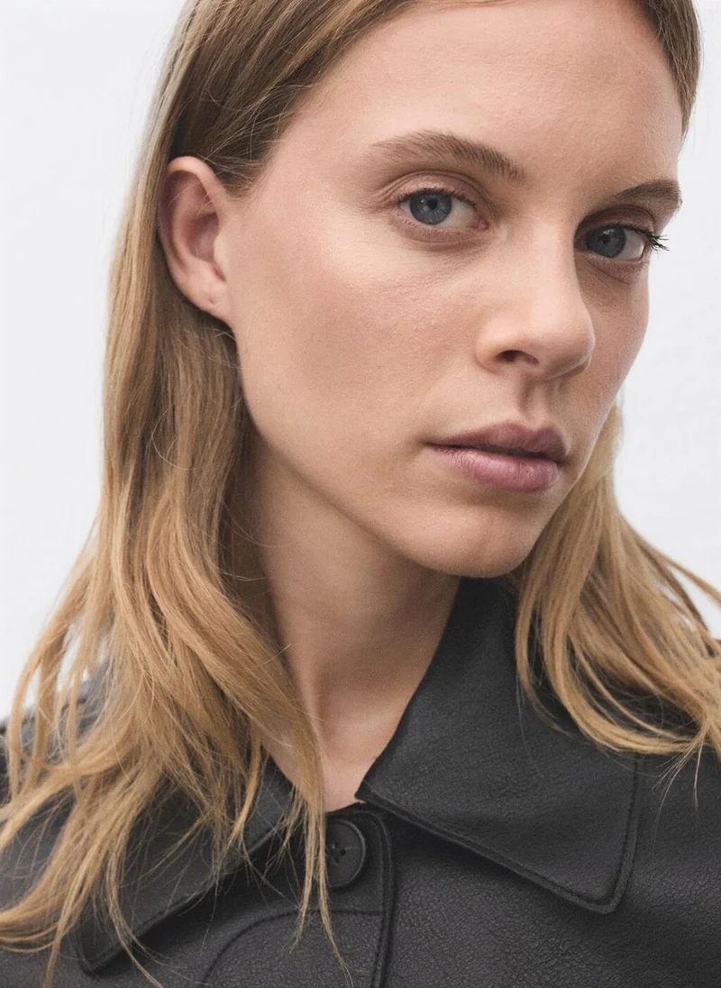 MANGO Leather-effect jacket with pockets