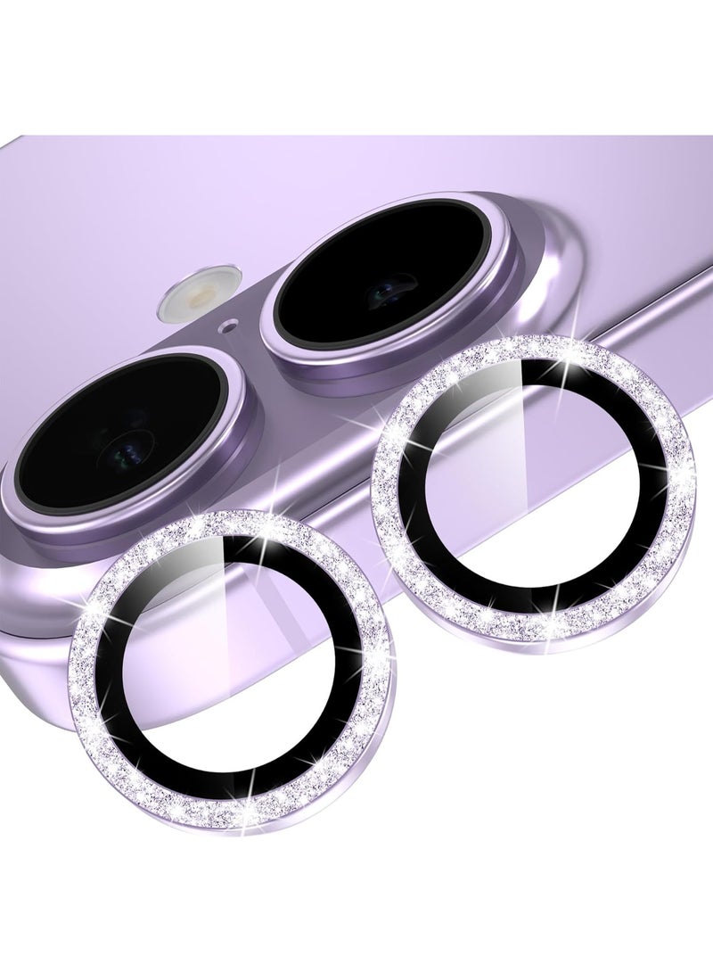 ACLIX For iPhone 17 Camera Lens Protector Bling Individual Metal Glitter Ring 9H Hardness Scratch Proof Protector, Stylish Phone Accessories, Case Friendly (Glitter Purple)