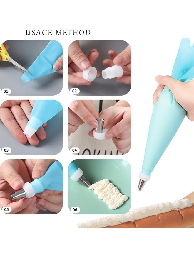 18 Pcs Cake Piping Bags and Tips Set Icing Nozzles Set Icing Bags Tips Frosting Bags Pastry Tips Reusable Pastry Bags Cake Decorating Tools for Cakes,Cupcakes,Cookies,Pastries,Beginners - Image 5