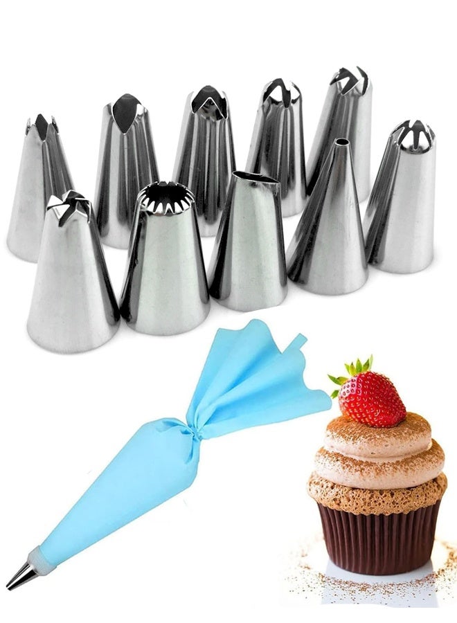 18 Pcs Cake Piping Bags and Tips Set Icing Nozzles Set Icing Bags Tips Frosting Bags Pastry Tips Reusable Pastry Bags Cake Decorating Tools for Cakes,Cupcakes,Cookies,Pastries,Beginners - Image 4