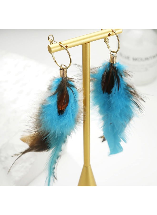 Lureme Indiana Style Jewelry Multicolor Handmade Natural Feather Dangle Earrings (er005514) - Image 3