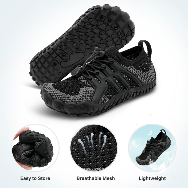 Stelle Water Shoes for Kids Girls Boys Barefoot Shoes with Adjustable Laces Quick Drying Beach Sports Non Slip Swimming Hikingï¼ˆBlackï¼Œ13MLï¼‰ - Image 5